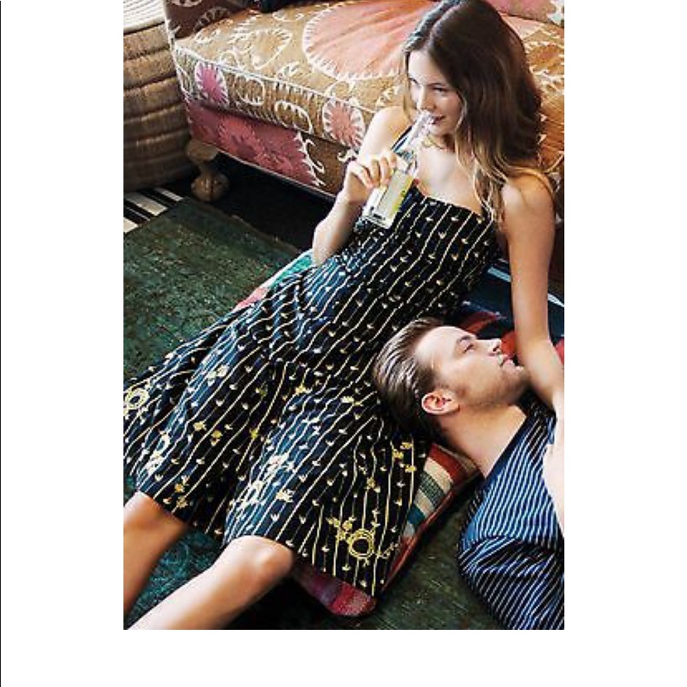 Anthropologie Ruched Martins Bird Dress